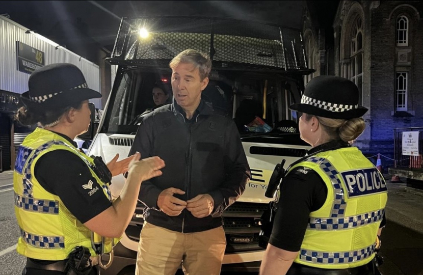Tobias Ellwood MP with Bournemouth police on their Friday night patrol