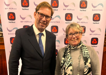 Tobias Ellwood MP with Samantha Action at MP HERoes event
