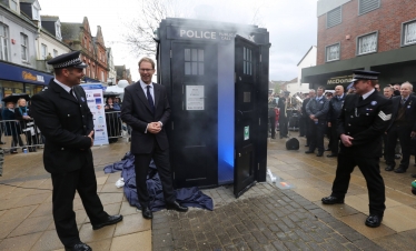 Opening the new Tardis Police Box in Boscombe